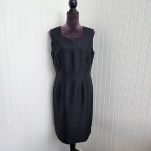 Worthington 100% Silk Dress Black Sheath Sleeveless Classic Lined Womens Size 10